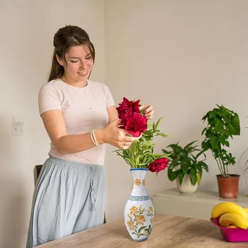 3D Puzzle Vase Unique Flower Vase for Adults Made by 160 Curved Plastic Puzzle, Relax Puzzles for Adults, DIY Jigsaw Creative Gift for Parents & Housewarming - color: Summer