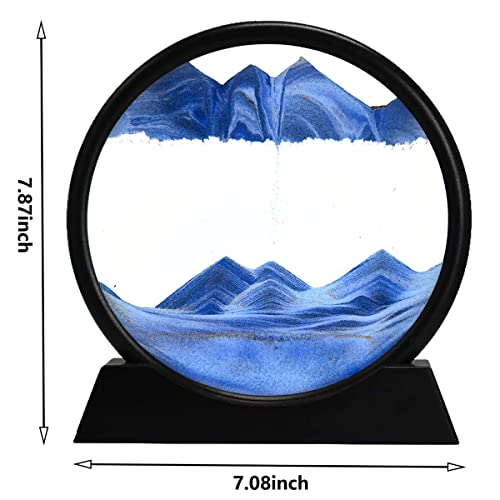 rysnwsu 3D Dynamic Sand Art Liquid Motion, Moving Sand Art Picture Round Glass 3D Deep Sea Sandscape in Motion Display Flowing Sand Painting Relaxing Desk Toys (Red, 7'') - color: Red, size: 7''