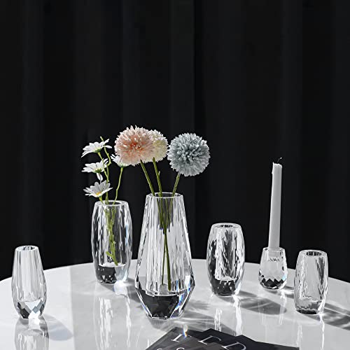 kitCom Flower Crystal Vase, 8.27 inches Modern Crystal Vase, Lead-Free Flower Vase, European Crafted for Table, Home Decoration, Wedding or Luxury Gifts, 8.27 x 3.94 x 3.94 Inches - size: 8.27 x 3.94 x 3.94 Inches