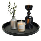 Round Black Metal Candlestick Tray, Decorative Serving Tray, Candle Holder Tray for Wedding Table, Dinning Table Decorations(11.5 inches)