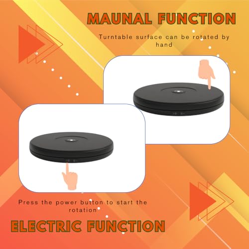 fotoconic Black Electric Motorized Rotating Turntable Display Stand with LED, 10 Inch / 25cm Diameter, 20 Lb Centric Loading for Shop Display - size: Black 10", 20 Lb Max Loading