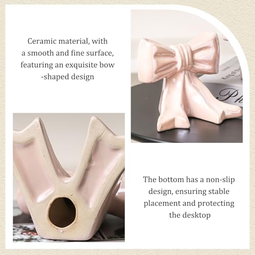 Bookends Metal Book Ends, 1 Pair Bookends, Ceramic Bow Cute Book Ends, Non Slip Cute for Home Decor Bookshelf Office Desk Gift Decoration