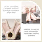 Bookends Metal Book Ends, 1 Pair Bookends, Ceramic Bow Cute Book Ends, Non Slip Cute for Home Decor Bookshelf Office Desk Gift Decoration