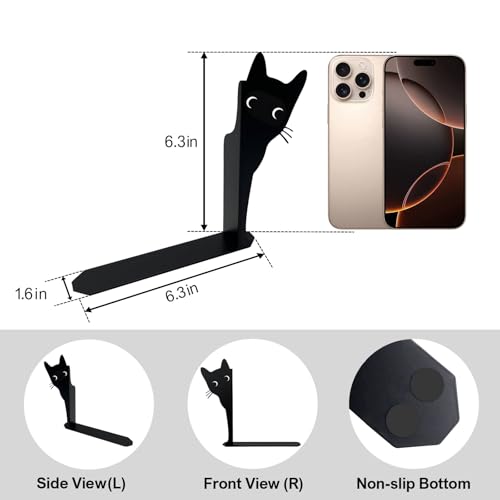 2 Sets Peeping Cat Bookends,Metal Cat Book Ends for Heavy Books for Shelves Decorative,Bookshelf Decor Home Office Desk for Cat Lover Gifts Black (Cat 2PCS) - color: Cat 2pcs