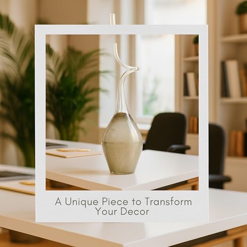 Glass Modern Sculpture – Elegant Clear Glass Sculpture for Home Decor - Contemporary Modern Bookshelf Decor, Coffee Table Decoration for Living Room, Decorative Object for Shelves – 17", Clear