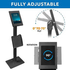 Mount-It! Anti-Theft iPad Tablet Floor Stand Kiosk with Literature Holder, Lockable Enclosure for iPad Gen 7–11, Pro & Air (A16), 90° Rotation & 75° Tilt, Commercial Kiosk Stand, Bolt Down Base, Black - color: Black