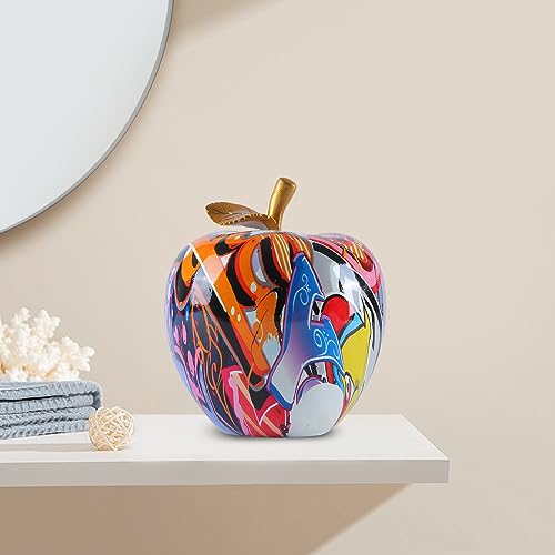 Colorful Fruit Figurines Apple Statue Decorations,Abstract Graffiti Apple Resin Sculpture for Table top Ornament Home Decor Christmas eve Gift(Large) - color: Colorful