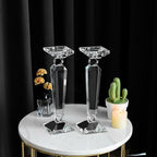 Crystal Candle Holders Set of 2,Crystal Taper/Pillar Candlestick Holders,Ultra Elegant & Modern Centerpiece Home Décor,Wedding(12inch Tall) - size: 12"