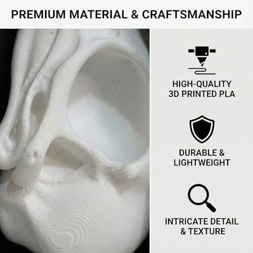 Raven Skull Book Nook Shelf Insert - Gothic Dark Academia Decor, Topographic 3D Raven Skull Bookend, Unique Mysterious Crow Skull Art for Bookshelf, Horror & Fantasy Gift for Book Lovers