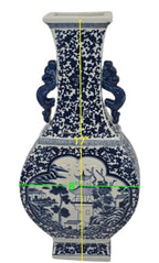 17" Classic Blue and White Porcelain Vase, Landscape Ceramic China Qing Style （D18）