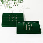 16 Slots Velvet Necklace Bracelet Tray Jewelry Trays Jewelry Drawer Organizer for Necklace, Bracelets, Watch Storage Display (Green) - size: 16 Slots for Necklace/Bracelet
