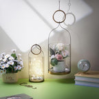 4" Wide Handmade Sturdy Glass Cylinder Jar with Metal Stand in Antique Brass, Display Glass Container for Candles and Plants, Hurricane Lantern, Candle Holder, Industrial, Farmhouse, Outdoor - size: 4"x11"