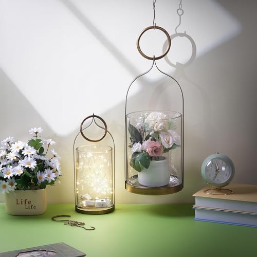 4" Wide Handmade Sturdy Glass Cylinder Jar with Metal Stand in Antique Brass, Display Glass Container for Candles and Plants, Hurricane Lantern, Candle Holder, Industrial, Farmhouse, Outdoor - size: 4"x11"
