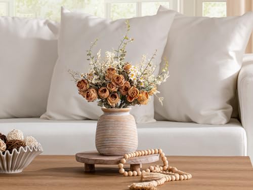 Ceramic Rustic Vase, Small Flower Farmhouse Vases Home Decor, 6“ Terracotta Pottery Decorative Pampas Vase for Table Living Room Entryway Mantel Bookshelf Bedroom Bathroom Kitchen-Yellow - color: 6“ H - Yellow