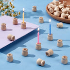 PH PandaHall 50pcs Wood Candle Holders, Unfinished Wooden Candle Cups 3/4 Inch Tall with 1/4 Inch Hole Candlesticks Holders Wood Bean Pot Candle Cups Dowel Caps for Scroll Invitations Fireplace Decor