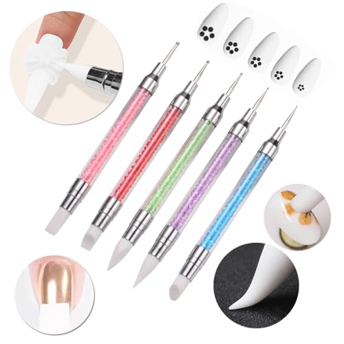 62Pcs Nail Art Brushes Tools,5 Pcs Liner Brushes for Nails,Nail Sponges for Ombre with Grabbing Pen, Dual Tipped Silicone Dotting Sculpture Pen and Mixing Palette Pen Holder, Nail Design Brushes - size: Medium