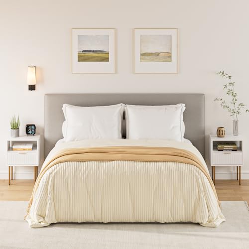 Masupu Nightstand,Mid-Century Modern Bedside Table with Storage Drawer and Open Wood Shelf,Small Gold Frame Side Table for Bedroom,Living Room,White - color: A.white, style: 1 Drawer