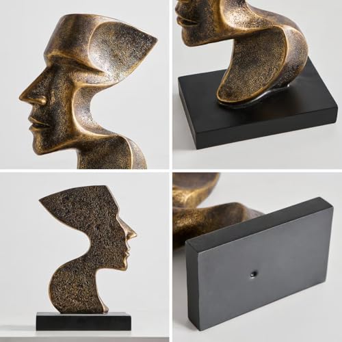 Decorative Modern Abstract Profile Sculpture, Contemporary Home Decor Resin Statue on Black Base