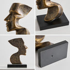 Decorative Modern Abstract Profile Sculpture, Contemporary Home Decor Resin Statue on Black Base