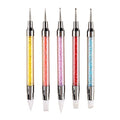 FULINJOY 5PCS Dual-Ended Nail Art Sculpture Pen Dotting Tools, Silicone Nail Polish Brushes Stainless Steel Carving Drawing Dotting Tool, Acrylic Rhinestone Handle, Nail Art Tools - size: 5PCS