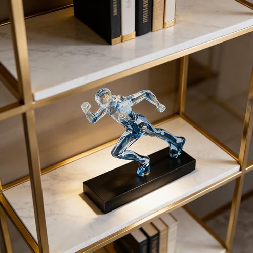 AWNR Handmade Gold Abstract Statue- Exquisite Resin Figurine for Modern Home Decor Living Room Shelf Office Decorations, Perfect for Bookshelf, Desk, and TV Stand Accents. (Transparent Blue) - color: Transparent Blue Runner