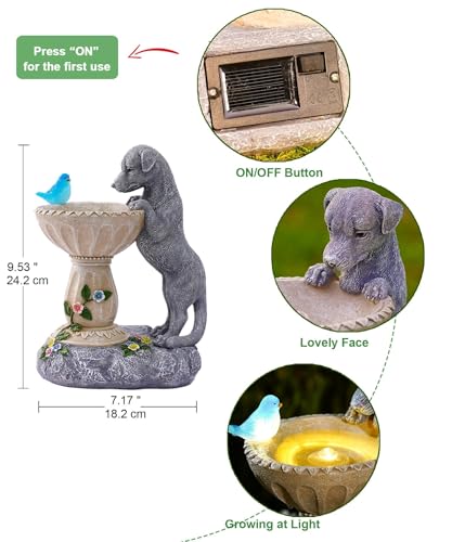 Dachshund Dog Statues for Bird Bath: Outdoor Sculptures for Garden Lawn Patio Yard Balcony Porch - Unique Gifts for Mother Grandma Women - color: Dog