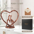 Anniversary Wedding Gift for Her Wife Husband Couple，Antique Bronze Metal Couple Figurine Heart Sculpture Love Statue,Romantic 1st to 60th Anniversary,Includes Gift Box and Gift Card,Valentines Gifts - color: Antique Copper