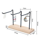 1-Tier 3-Row Wood Jewelry Display Stands 8.27x6.69x6.69 Inch Metal Tabletop Jewelry Organizer Black Metal Earing Tower Stand for Earring Bracelet Watch Chain Keychain for Ring Storage