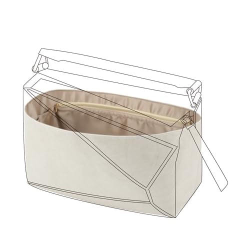 DGAZ Lightweight Purse Organizer Insert for Loewe Puzzle Bag,silk and DupontPaper handbag inner for Luxury Bags - color: Gris Tourterelle, size: Large