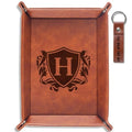 INNObeta Initial Valet Tray, Desktop Storage Organizer, PU Leather Bedside Tray Key Coin Holder, Personalised Gifts for Men, Birthday, Christmas, Letter H - color: Initial H