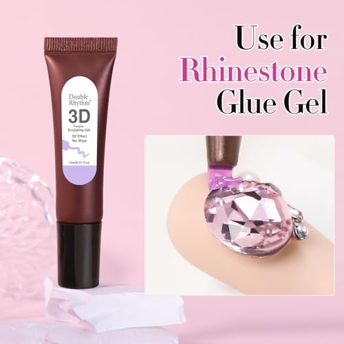 Double Rhythm 0.5 Oz 3D Nail Gel Nail Art Sculpting Polish No Wipe for Nail Designs DIY Nail Art for Drawing, Molding and Decoration (3D Sculpting Gel Purple) - color: Purple