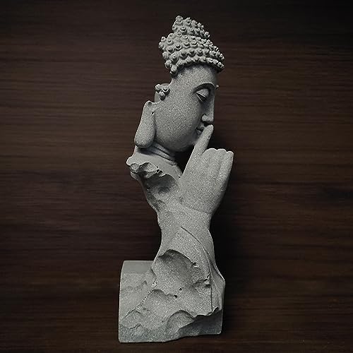 livelyfish Meditating Buddha Statue Zen Garden Statues Sandstone Thinker Buddha Sculpture Figurine for Fish Tank Aquarium Home Decorations, Gift (Medium) - size: Medium