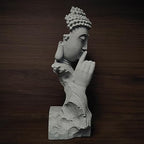 livelyfish Meditating Buddha Statue Zen Garden Statues Sandstone Thinker Buddha Sculpture Figurine for Fish Tank Aquarium Home Decorations, Gift (Medium) - size: Medium