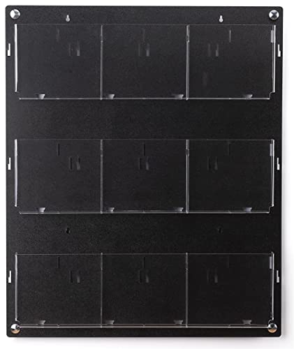 Displays2go Wall Mount Acrylic Brochure Holder, 9-18 Adjustable Pockets, Tiered Design - Black (2RP9BLK) - color: Black, size: 9 Pockets