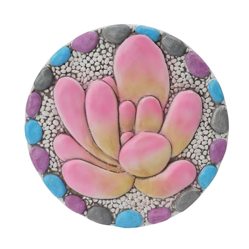 Succulent Pattern Cement Stepping Stones - Garden Stepping Stones Outdoor Pavers for Outside Walkway Gifts for Grandma Garden Stones Decorative Sculpture Yard Art 0.75 * 10 * 10 Inch - color: purple