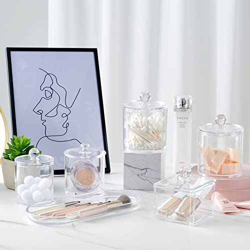 SheeChung Acrylic Vanity Tray, 2 Pack, Clear, 9.65 in x 4.5 in x 0.79 in, Catchall Tray, Countertop Sink Tray Dispenser, Sturdy Holder for Cabinet, Shelf, Cupboard, or Closet Organization - color: Clear Acrylic, size: 2 Pack (9.65" x 4.5" x 0.79")