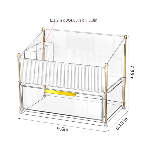 INVSSENE Stackable Makeup Organizer Countertop, Storage Perfume Skincare Cosmetic Lipstick Face Mask Makeup Brush Palettes, Ideal for Vanity Bathroom Counter - color: 3514 Clear
