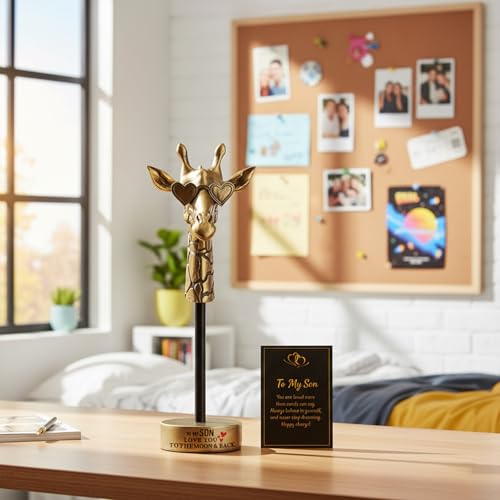 Son Birthday Gifts from Mom Dad, Stuffers for Teens Boys, Funny Exquisite Giraffe Gift with Inspirational Card, Fathers Day Handmade Emotional Animals for Son - style: TO MY SON