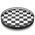 10.2-Inch Black & White Checkerboard Lazy Susan Organizer – Rotating Serving Tray with Oak Base, Iron Frame, & Ceramic Tile –Perfect for Dining Table, Kitchen Cabinet, Bathroom Countertop, Home Décor