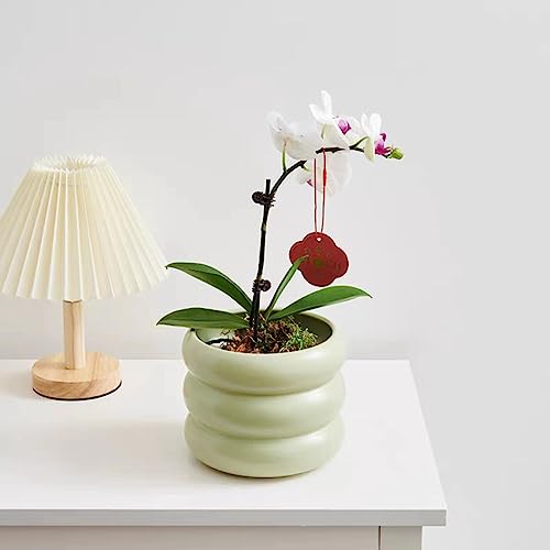 Ceramic Plant Pot Indoor, 4.5 Inch Flower Pot with Drainage Hole, Small Bubble Design Ceramic Planter for Home & Office Decor (Green) - color: S-green, size: 4.7inch