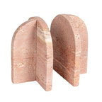Bloomingville Crimson Archways Travertine Bookends, Red