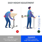 FLEXISPOT H7 Adjustable Overbed Bedside Table with Wheels Pneumatic Mobile Standing Desk Laptop Desk Rolling Computer Cart Movable Overbed Table Hospital Home Use(27.6" W x 15.7" D, White Maple) - color: White Maple, size: Small
