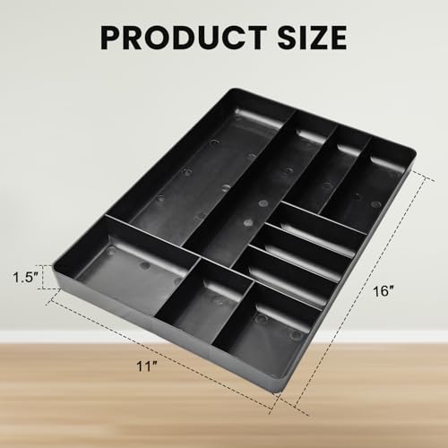 10-Compartments Tool Organizer Tray, Tool Drawer Organizer Tray, Tool Box Organizer, Stackable Toolbox Organization Holder for Small Parts, Bolts and Batteries (1, Black) - color: Black