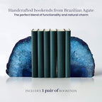 Bookends, Agate Bookends, Handcrafted Brazilian Stone Bookends for Unique and Crystal Energetic Decoration, Perfect for Gifts, One Pair of Teal Bookends Size 2-3 lbs - size: 2-3 lbs