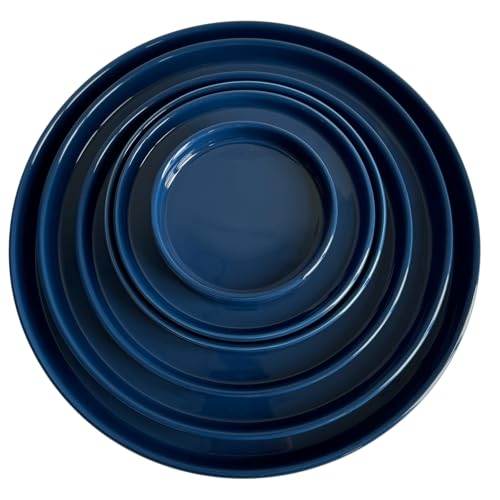 2 Pack Ceramic Plant Saucer Pot Tray 6 Inch, Planter Saucers 4 5 6 7 8 9 10 11 12 13 Inch for Indoors Outdoor, Durable Sturdy Flower Drainage drip Water Tray for Glazed Pots Base (6.4 Inch-Blue) - color: Blue, size: 6.4in 2pack