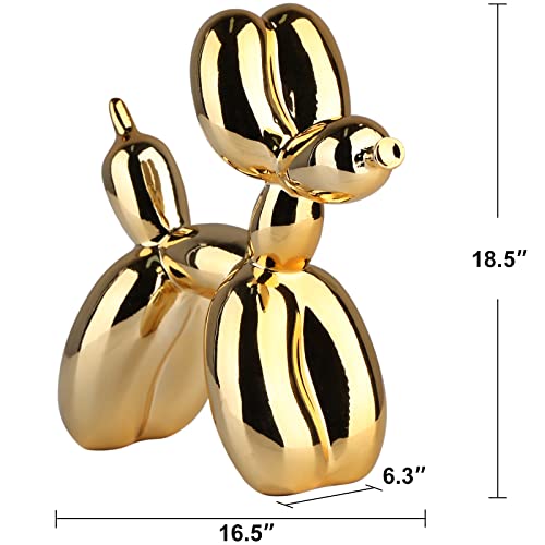 Gold Balloon Dog Decor,Gold Room Decors,Balloon Animal Preppy Room Shelf Decor,Cute Statue Home Decors,Bedroom Modern Sculpture Desk Decoration,Golden Decorations Gifts - color: Gold, size: 16.5*18.5*6.3inch