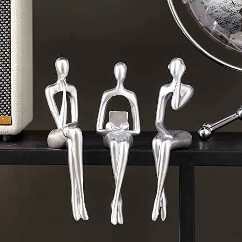 XINXAUN Silver Statue Home Decor - Modern Bookshelf & Desk Decor - 3 Piece Set - color: Silver