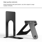 Optomni Book Ends, 3 Pairs of Small Bookends for Shelves, 3.9 x 2.8 × 5.2 in, Black Metal Book Stopper, Sturdy Book Holders for Home Office (6 Pcs, Small)