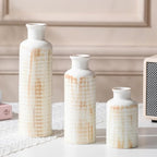 White Ceramic Vase Set of 3, Farmhouse Decor, Home Decorative Vase, Vases for Your Kitchen, Bedroom, Office, Living Room, Bathroom, & Shelf Centerpiece Table Decorations