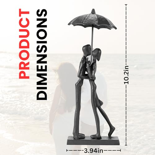 Modern Sculptures Home Decor Affectionate Couple Statue Kissing Under Umbrella Figurine Statues for Bedroom Décor Hand Sculptures for Living Room Romantic Figurines - style: Kissing Under Umbrella